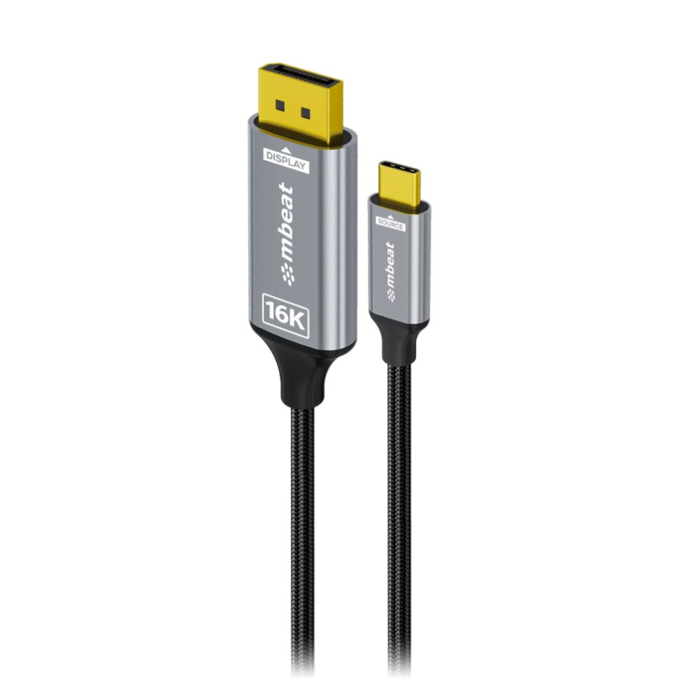 mbeat Tough Link 1.8m 16K USB-C to DP Cable - Space Grey 40Gbps USB-C (male) to DisplayPort 2.1 (male) mbeat Tough Link 1.8m 16K USB-C to DP Cable - Space Grey 40Gbps USB-C (male) to DisplayPort 2.1 (male)